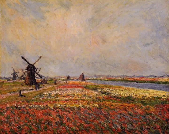 Claude Monet Fields of Flowers and Windmills near Leiden